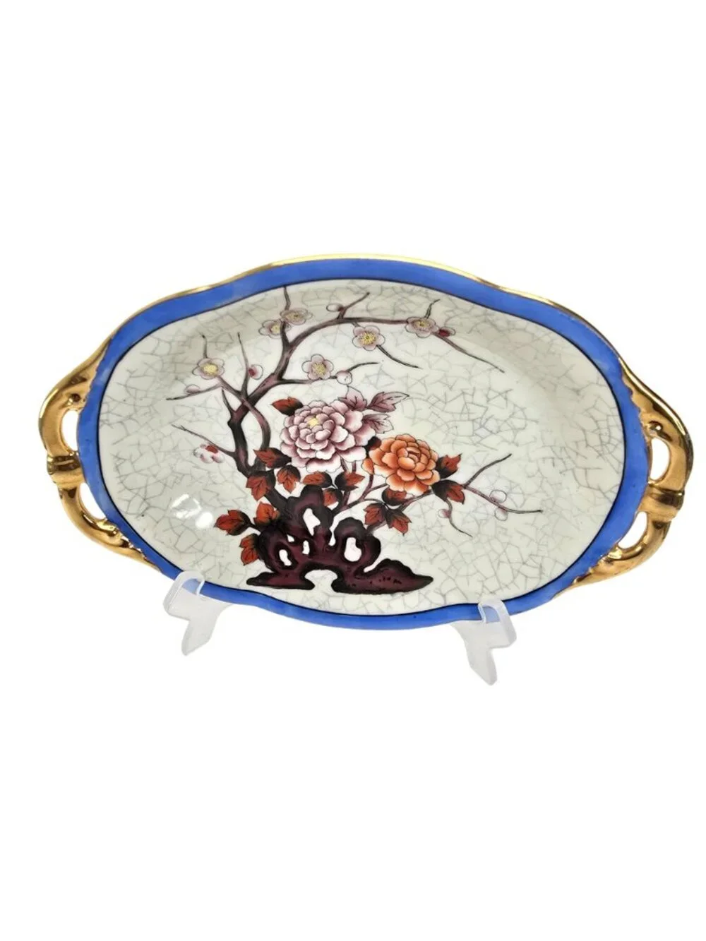 Noritake Morimura Oval Plate Hand Painted Porcelain Tray Floral Design JE296